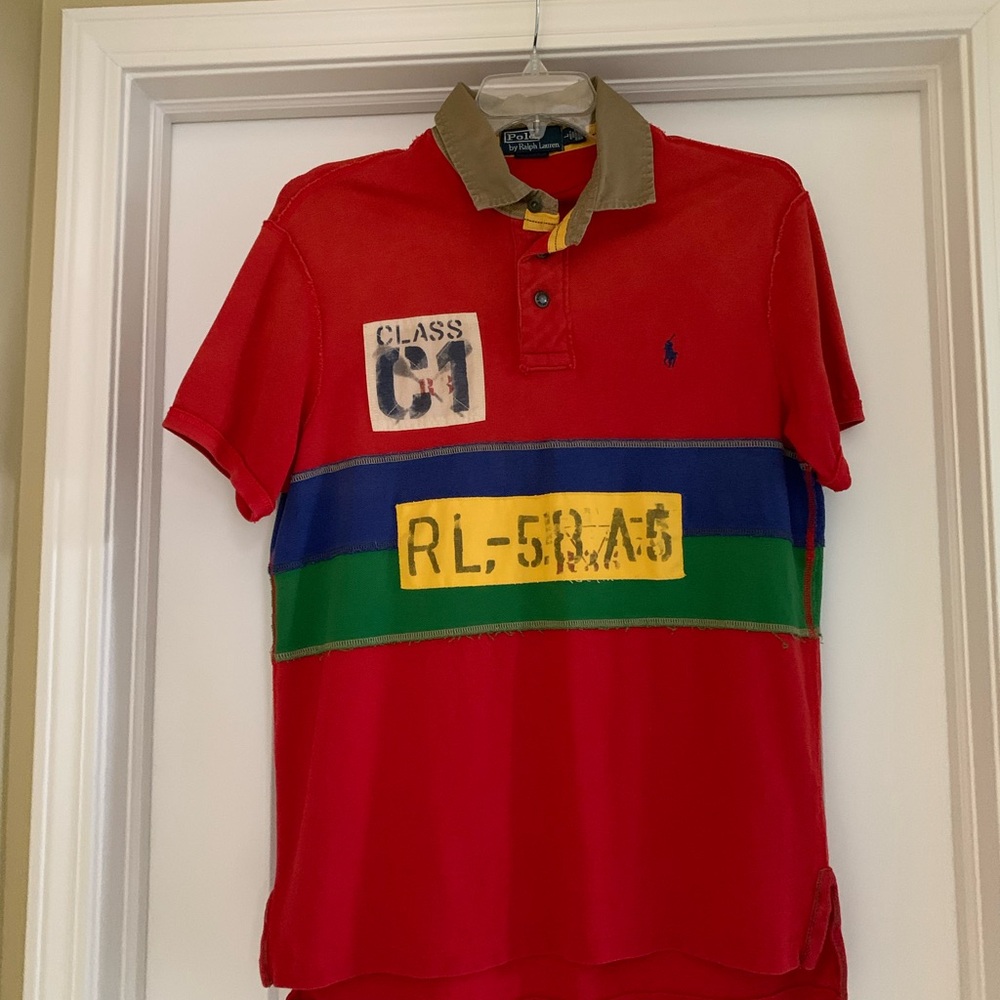 Polo by Ralph Lauren MENS Multicolor Graphic Polo Shirt- snap front/100% cotton
